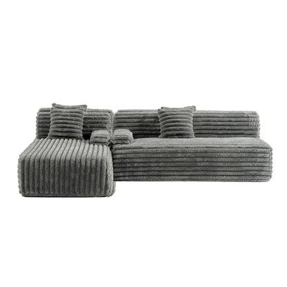 Divano componibile Cloud, divano moderno imbottito con 2 cuscini decorativi, divano combinabile liberamente, divano componibile a L