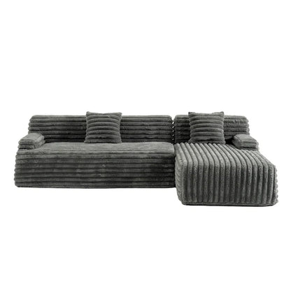 Divano componibile Cloud, divano moderno imbottito con 2 cuscini decorativi, divano combinabile liberamente, divano componibile a L