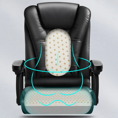 Sedia da ufficio girevole ergonomica in pelle nera con poggiapiedi