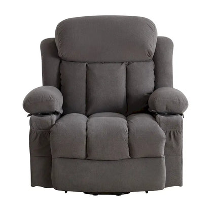 Poltrona reclinabile elettrica Grey Power con massaggio riscaldante, ricarica USB, telecomando e comode tasche laterali per anziani