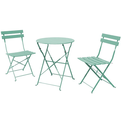 Set bistro pieghevole in metallo da 3 pezzi, set conversazione resistente alle intemperie per esterni/interni, per patio, cortile, giardino
