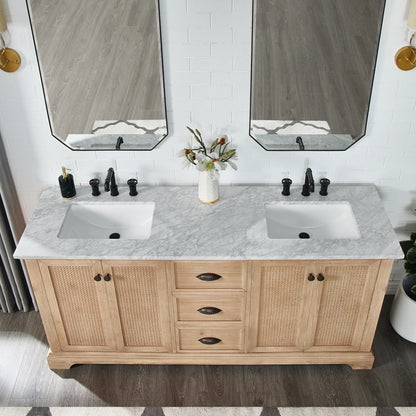 Mobile bagno Hervas con top in marmo naturale senza specchio