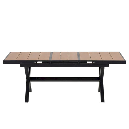 Set da pranzo da esterno allungabile a 7 pezzi con tavolo allungabile e 6 sedie con braccioli