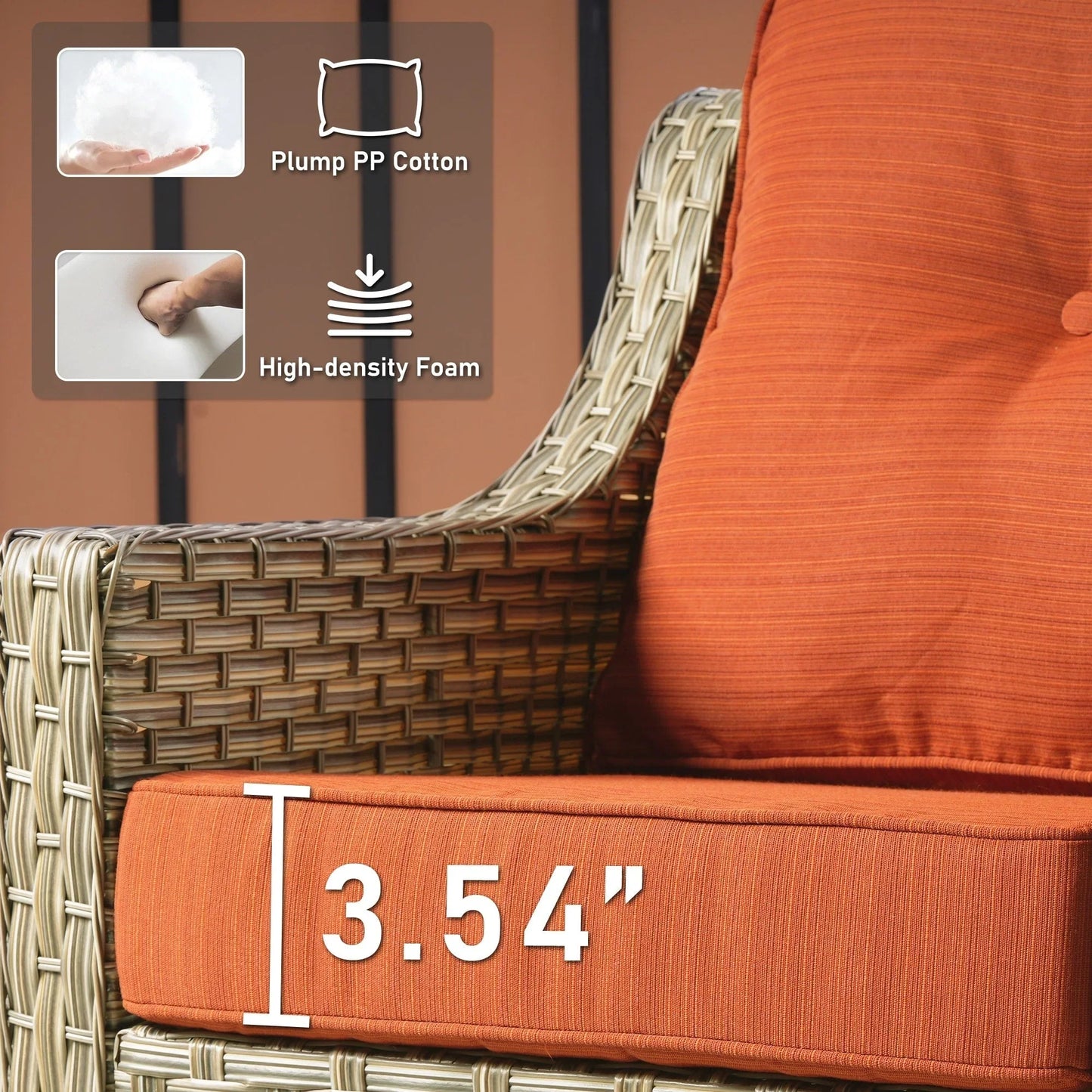HOOOWOOO, Set di 2 Sedie da Esterno in Rattan Intrecciato con Schienale Alto