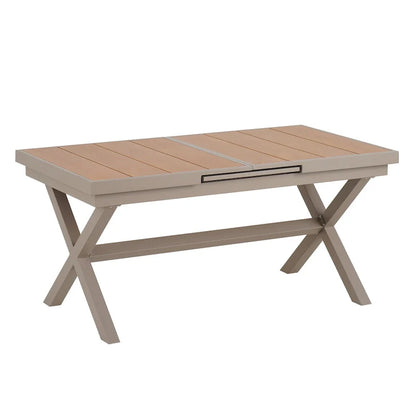 Set da pranzo da esterno allungabile a 7 pezzi con tavolo allungabile e 6 sedie con braccioli