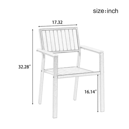 Set da pranzo da esterno allungabile a 7 pezzi con tavolo allungabile e 6 sedie con braccioli