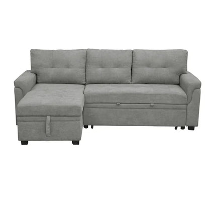 Divano componibile convertibile reversibile con letto estraibile, chaise longue con contenitore nascosto e gambe durevoli
