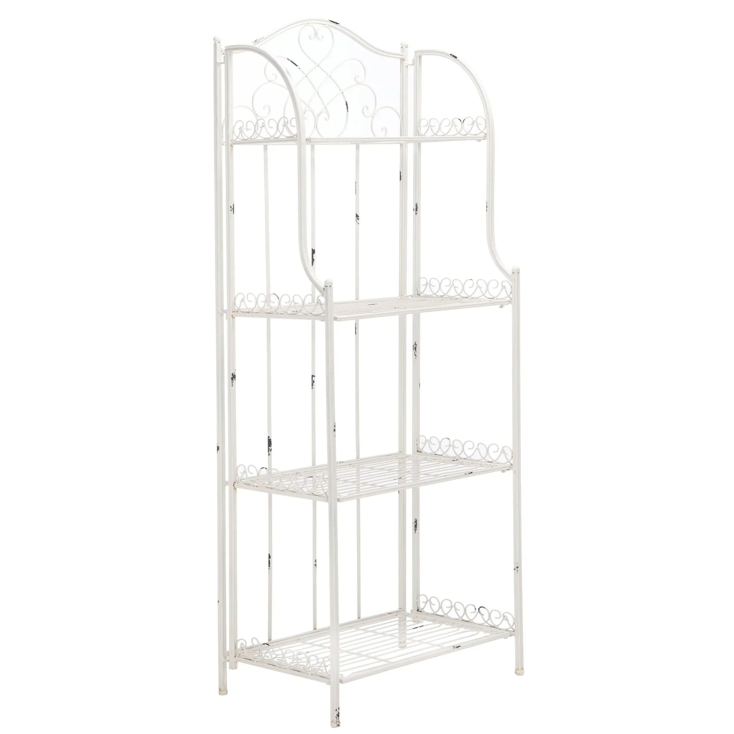 SAFAVIEH Bryn Scaffale da panettiere da esterno a 4 ripiani in ferro battuto vittoriano - 25 pollici L x 15 pollici P x 63 pollici H - 25 L x 15 P x 63 H