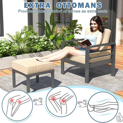 AECOJOY Set di mobili da giardino a 7 pezzi in alluminio Set da conversazione per esterni