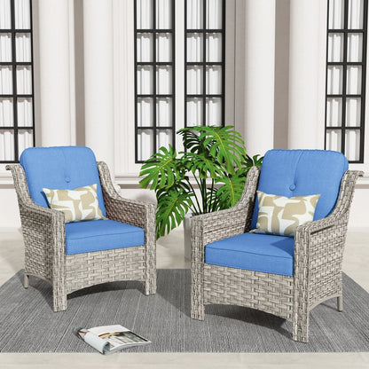HOOOWOOO, Set di 2 Sedie da Esterno in Rattan Intrecciato con Schienale Alto