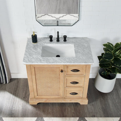 Mobile bagno Hervas con top in marmo naturale senza specchio