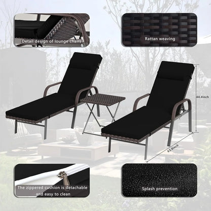 Set di 3 Chaise Lounge da Esterno Kullavik