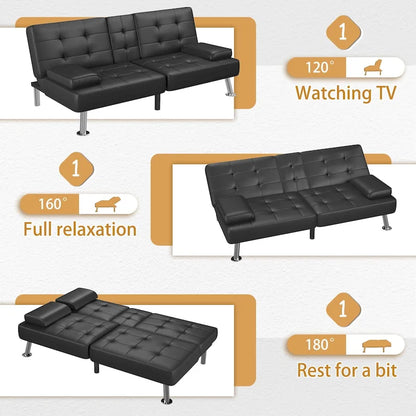 Divano letto futon convertibile Homall con portabicchieri e cuscini
