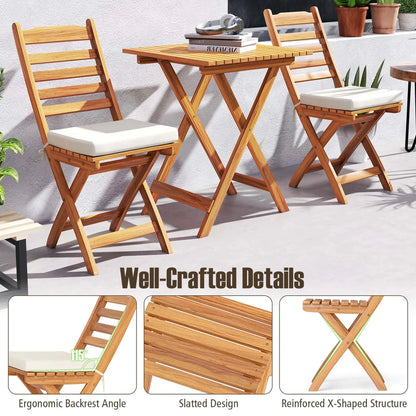 Patiojoy Set Bistro Pieghevole 3 Pezzi con Cuscini Rimovibili - Vedi Dettagli