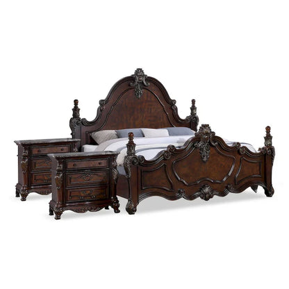 Furniture of America Eugene Set Camera da Letto Tradizionale 3 Pezzi in Legno di Ciliegio Scuro con Pannelli
