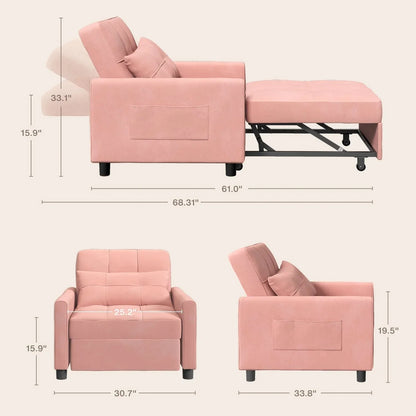 Canapé-lit convertible 3-en-1, Canapé-chaise dépliable, Lit pliant convertible pour salon