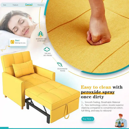 AECOJOY Poltrona Letto 3 in 1 con Cuscino e Schienale Convertibile