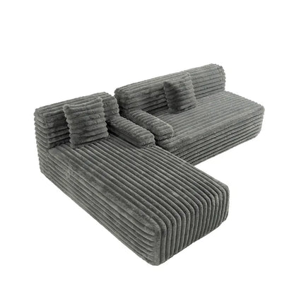 Divano componibile Cloud, divano moderno imbottito con 2 cuscini decorativi, divano combinabile liberamente, divano componibile a L