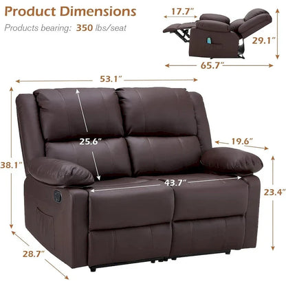 Causeuse inclinable 2 places avec fonction de chauffage et de massage