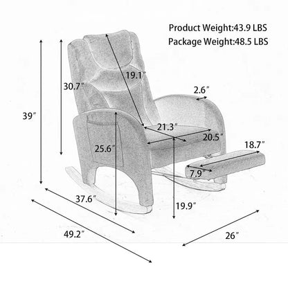 Sedia a dondolo ergonomica in tessuto per cameretta con poggiapiedi regolabile