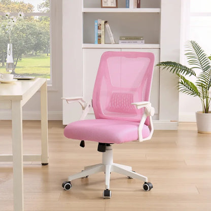Javlergo Sedia da Ufficio Girevole a Schienale Medio con Supporto Lombare, Sedia da Scrivania Ergonomica da Computer in Rete con Braccioli