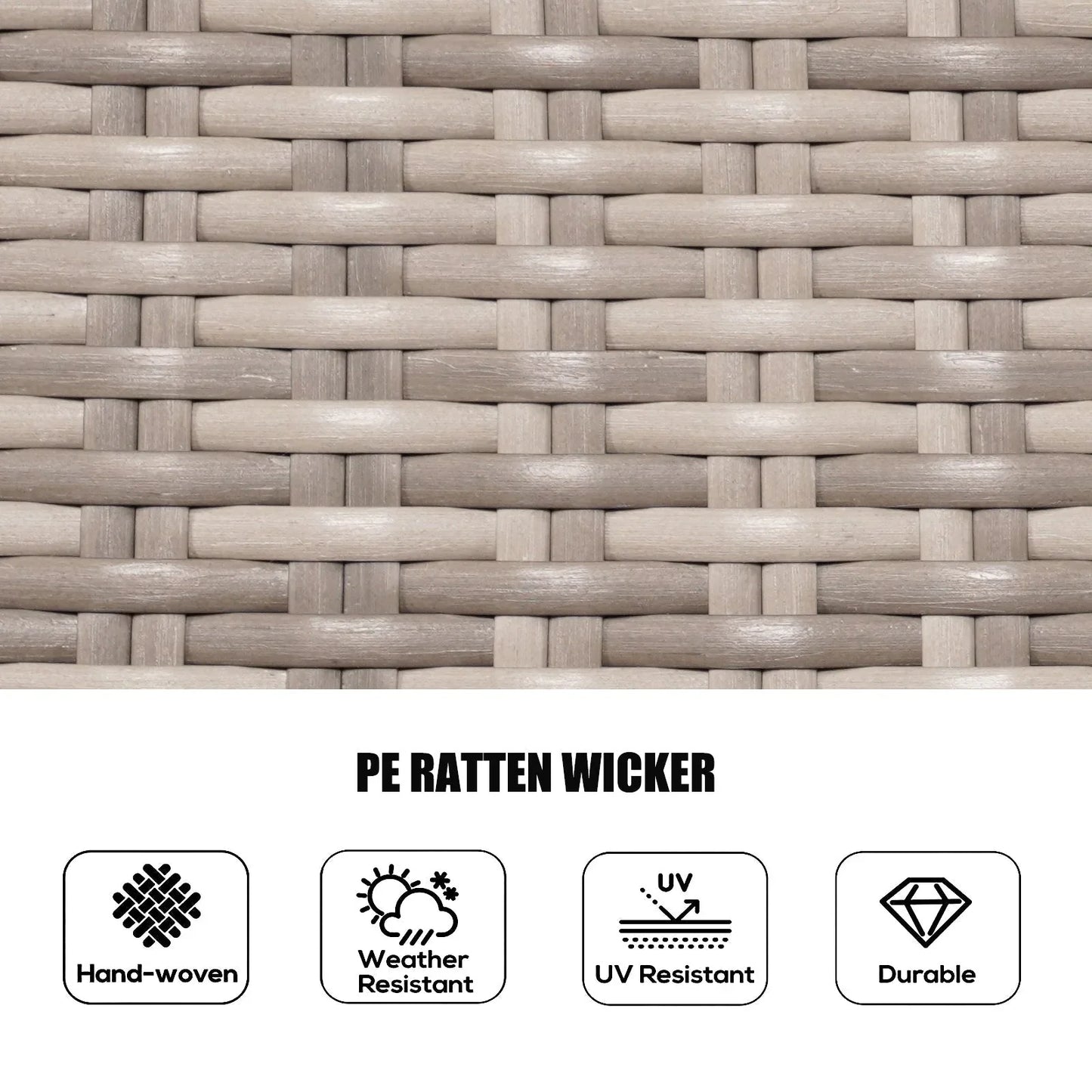 Set da pranzo rotondo da esterno in 7 pezzi in vimini di rattan con cuscini di Moda Furnishings