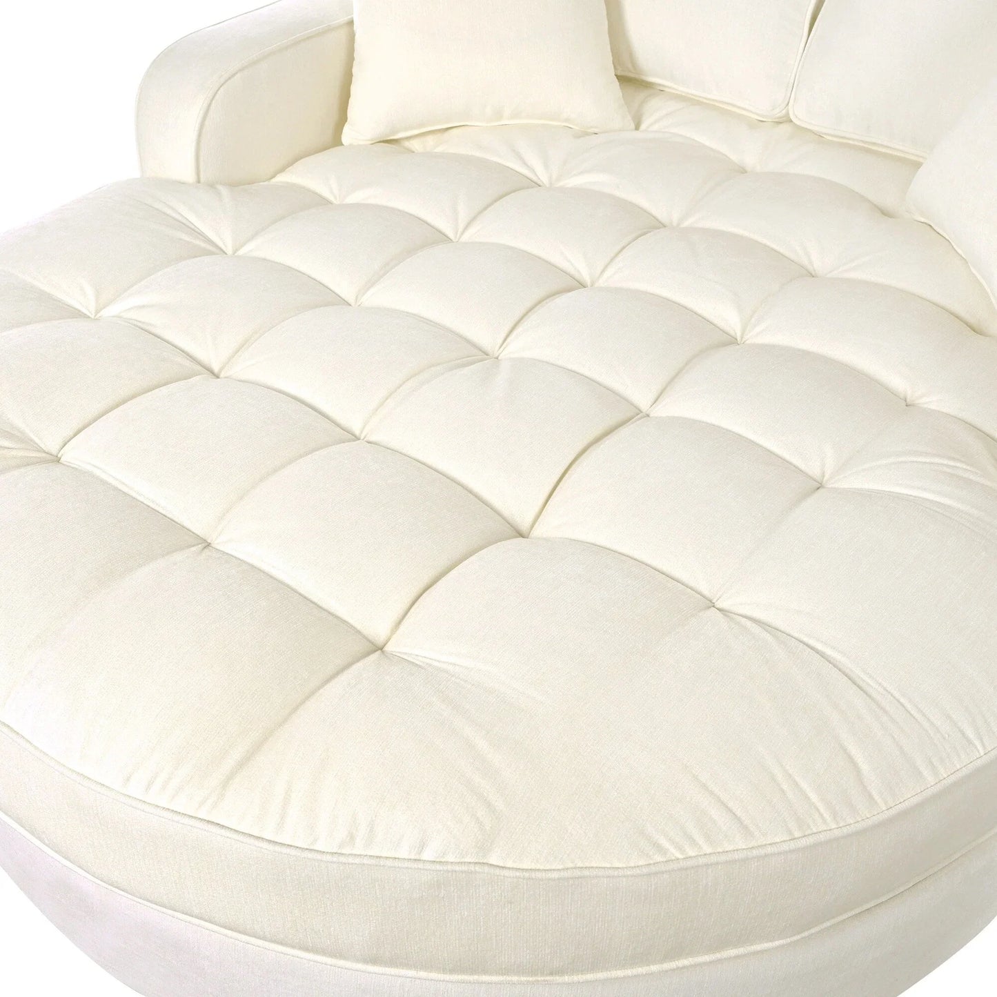 Divano Letto Chaise Longue in ciniglia, Divano Imbottito con Schienale Trapuntato e 2 Cuscini Rimovibili per Soggiorno