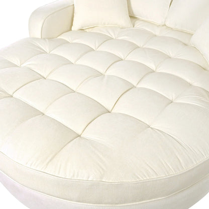 Divano Letto Chaise Longue in ciniglia, Divano Imbottito con Schienale Trapuntato e 2 Cuscini Rimovibili per Soggiorno
