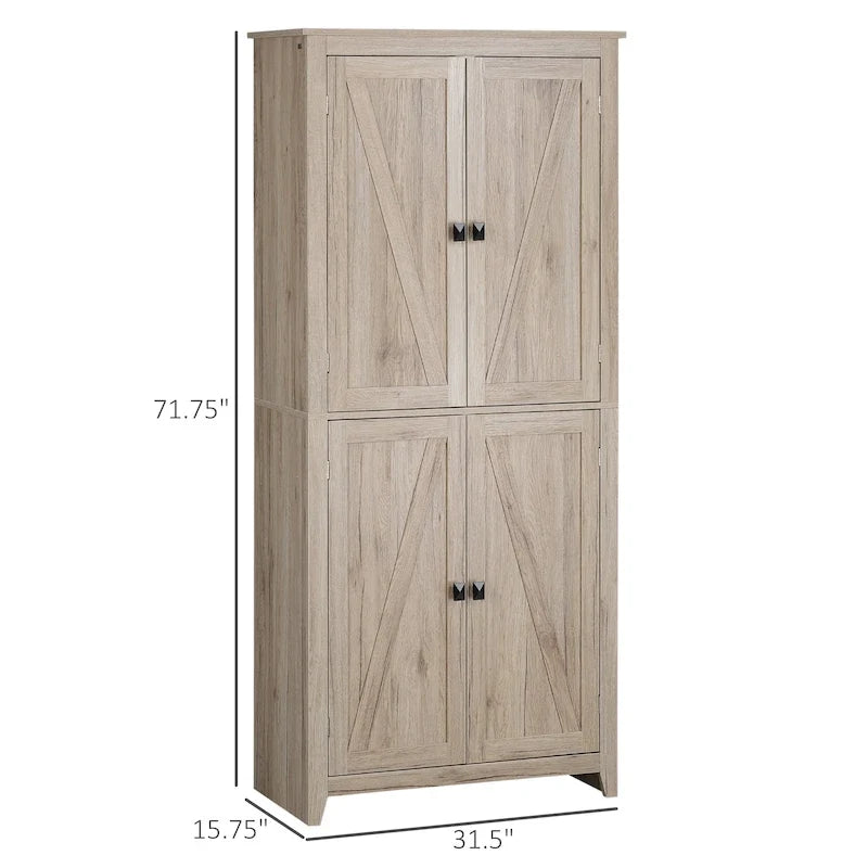 HOMCOM Mobile Dispensa da Cucina Autoportante a 4 Ante, Armadietto Contenitore con 4 Ripiani Regolabili, Bianco