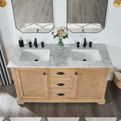 Mobile bagno Hervas con top in marmo naturale senza specchio