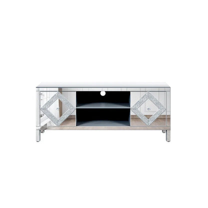 Mobile TV da 59 pollici con ante a specchio a forma di diamante e spazio di archiviazione, per TV fino a 65 pollici