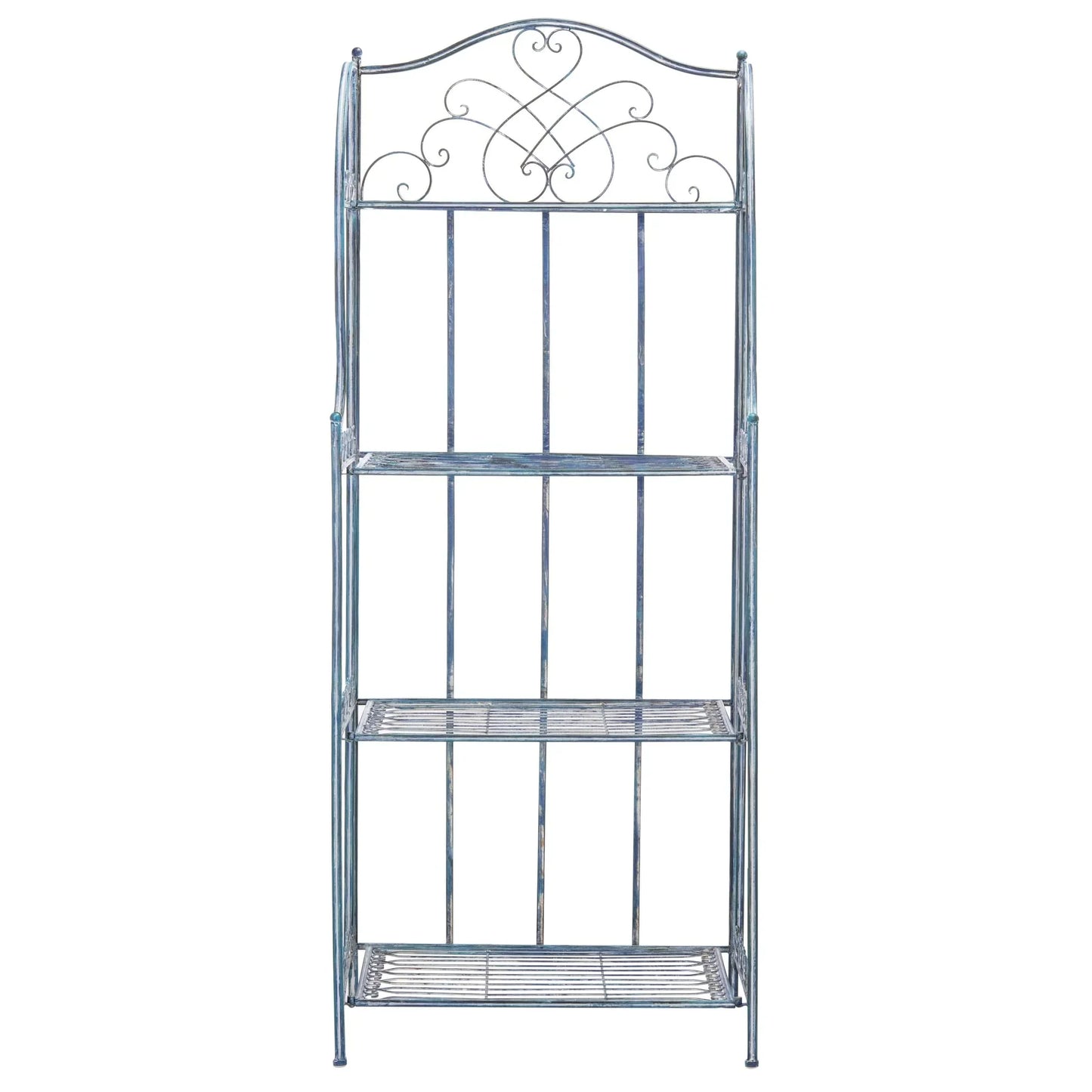 SAFAVIEH Bryn Scaffale da panettiere da esterno a 4 ripiani in ferro battuto vittoriano - 25 pollici L x 15 pollici P x 63 pollici H - 25 L x 15 P x 63 H