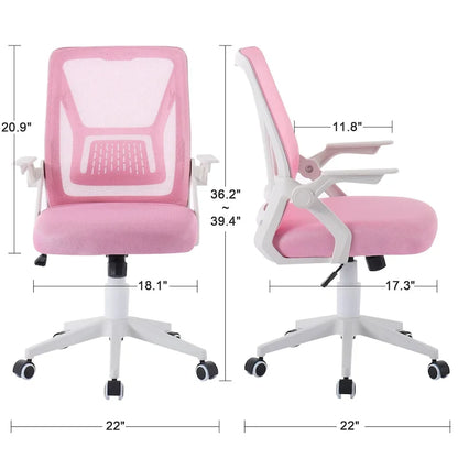 Javlergo Sedia da Ufficio Girevole a Schienale Medio con Supporto Lombare, Sedia da Scrivania Ergonomica da Computer in Rete con Braccioli