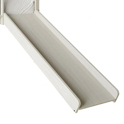 Letto a soppalco basso classico singolo CraftPorch con lavagna, scivolo e scaletta