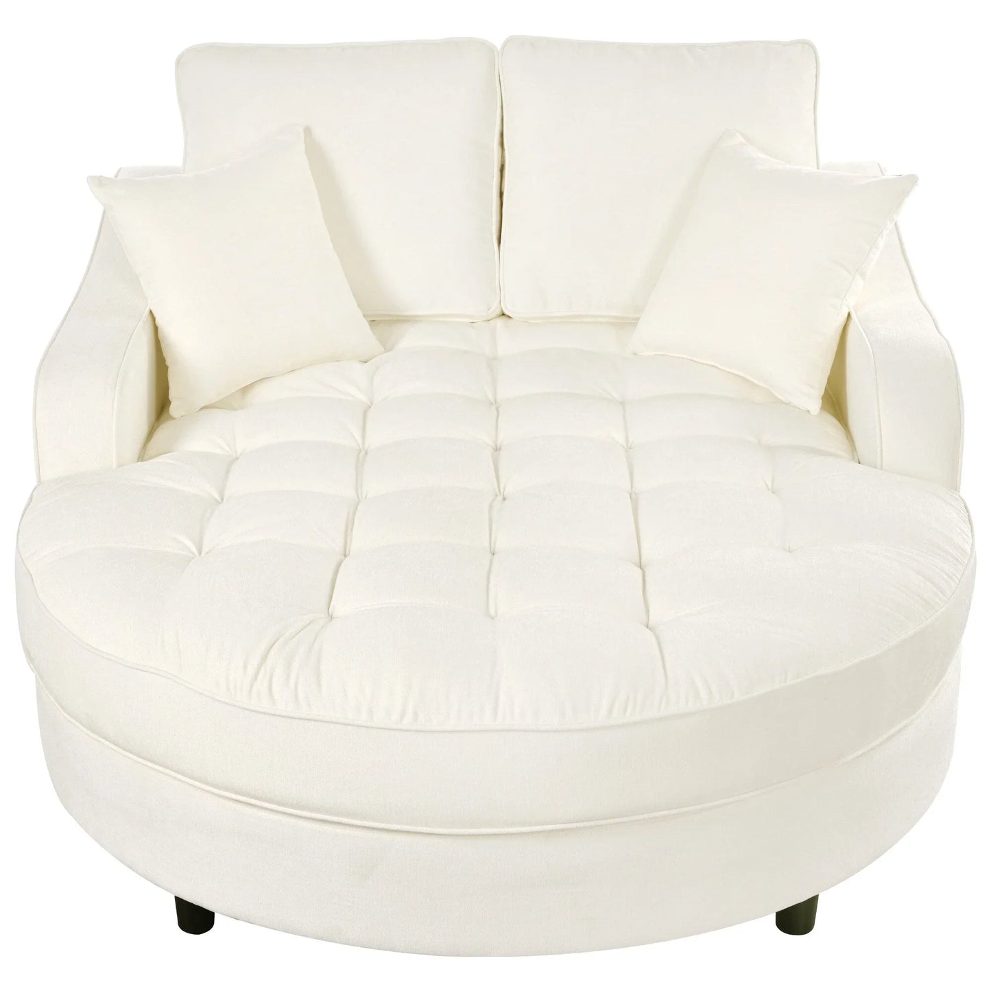 Divano Letto Chaise Longue in ciniglia, Divano Imbottito con Schienale Trapuntato e 2 Cuscini Rimovibili per Soggiorno