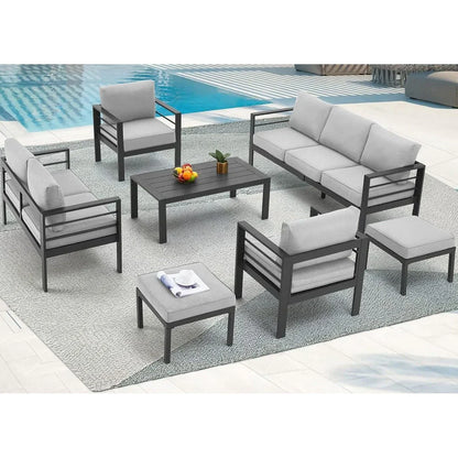 AECOJOY Set di mobili da giardino a 7 pezzi in alluminio Set da conversazione per esterni