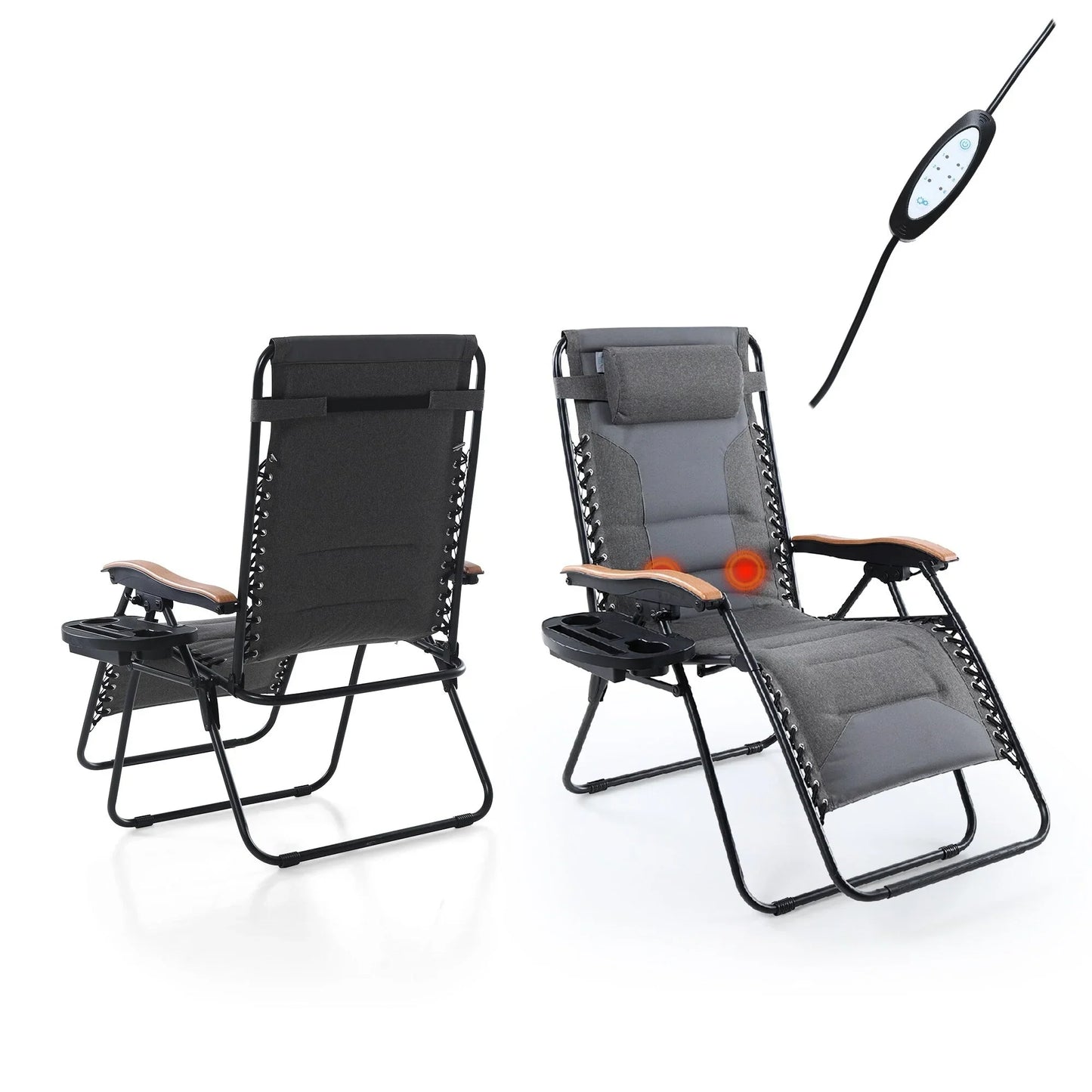 Sedia a sdraio oversize XL imbottita con gravità zero, bracciolo più largo, reclinabile regolabile con portabicchieri - N/D