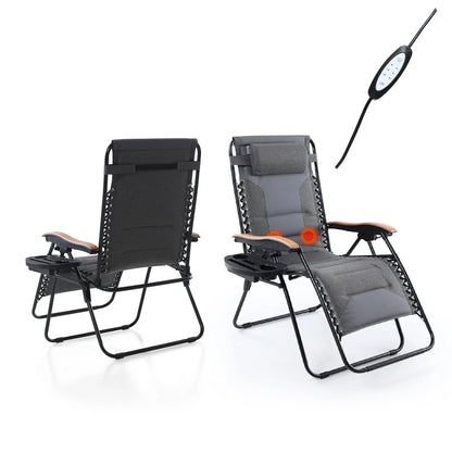 Sedia a sdraio oversize XL imbottita con gravità zero, bracciolo più largo, reclinabile regolabile con portabicchieri - N/D
