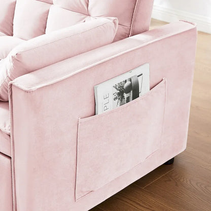 Divano letto 3 in 1 in velluto convertibile con letto estraibile e schienale reclinabile