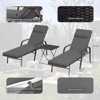 Set di 3 Chaise Lounge da Esterno Kullavik