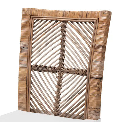 Sedia da pranzo Laluna bohémien moderna in rattan/legno di mogano con cuscino