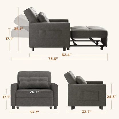 Canapé-lit convertible 3-en-1, Canapé-chaise dépliable, Lit pliant convertible pour salon