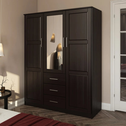 Palace Imports Armadio a 3 ante Cosmo 100% legno massello con ante in legno massello o a specchio