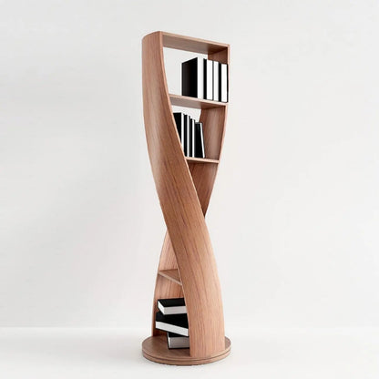 Libreria verticale a 5 ripiani in legno modello clessidra contemporanea