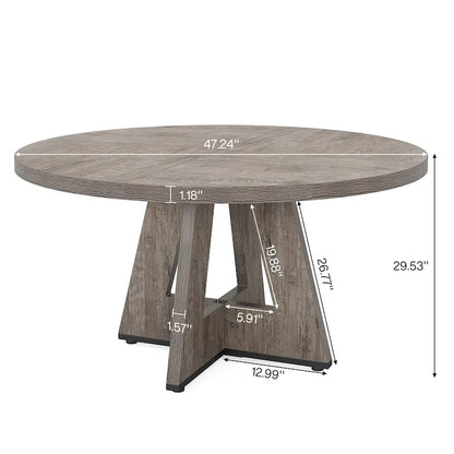 Tavolo da pranzo rotondo da 47 pollici per 4 persone, in legno stile rustico per cucina sala da pranzo soggiorno
