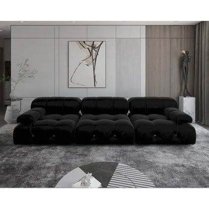 Canapé d'angle modulable noir en velours