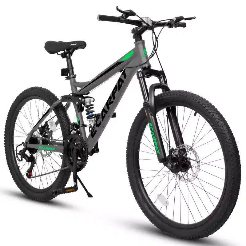 Mountain bike Okak 26" con freni a disco, bici per adulti a 21 velocità con telaio durevole e doppia sospensione posteriore, bicicletta per ciclismo urbano