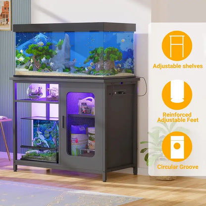 Supporto per acquario da 75-110 litri con prese di corrente e luce a LED