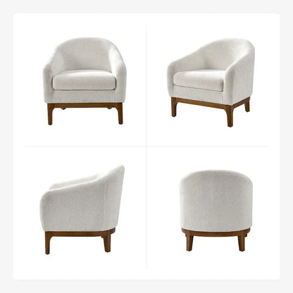 Poltrona a botte Augus Modern Boucle con gambe in legno massello di HULALA HOME