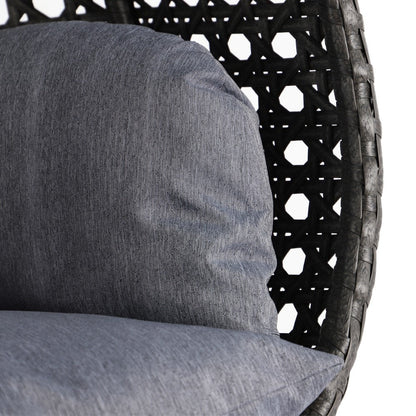 LeisureMod Sedia a Uovo Sospesa per 2 Persone con Supporto - Dondolo Pensile per Esterni/Interni in Rattan Intrecciato con Cuscini